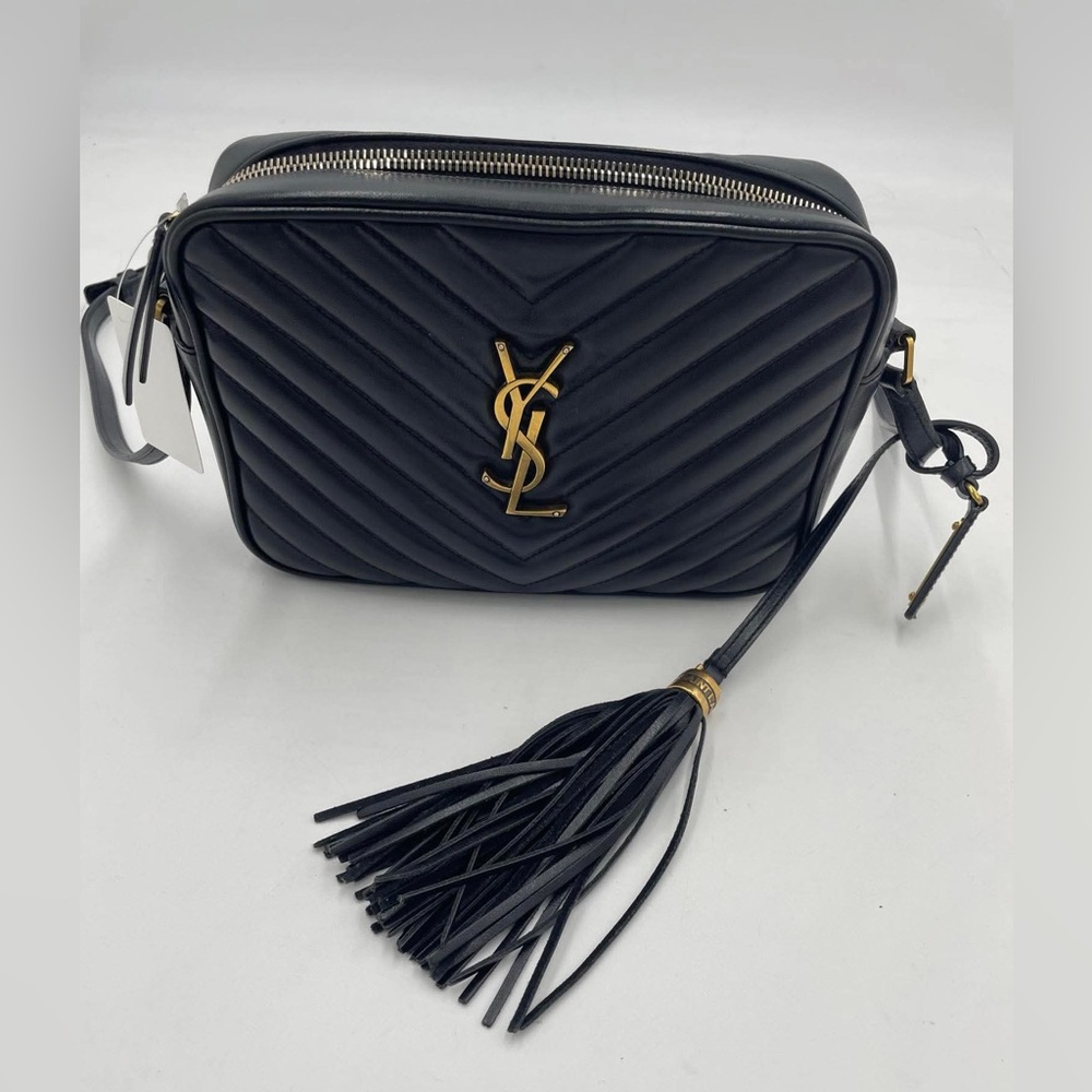Yves Saint Laurent Black Chevron Quilted Crossbody Bag